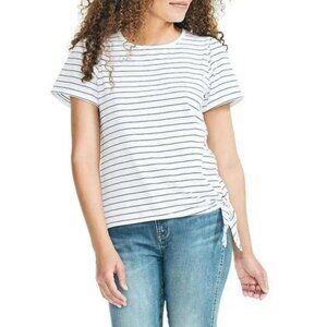 Nautica Lightweight Cotton Jersey Tee Side Tie T-Shirt Sail White